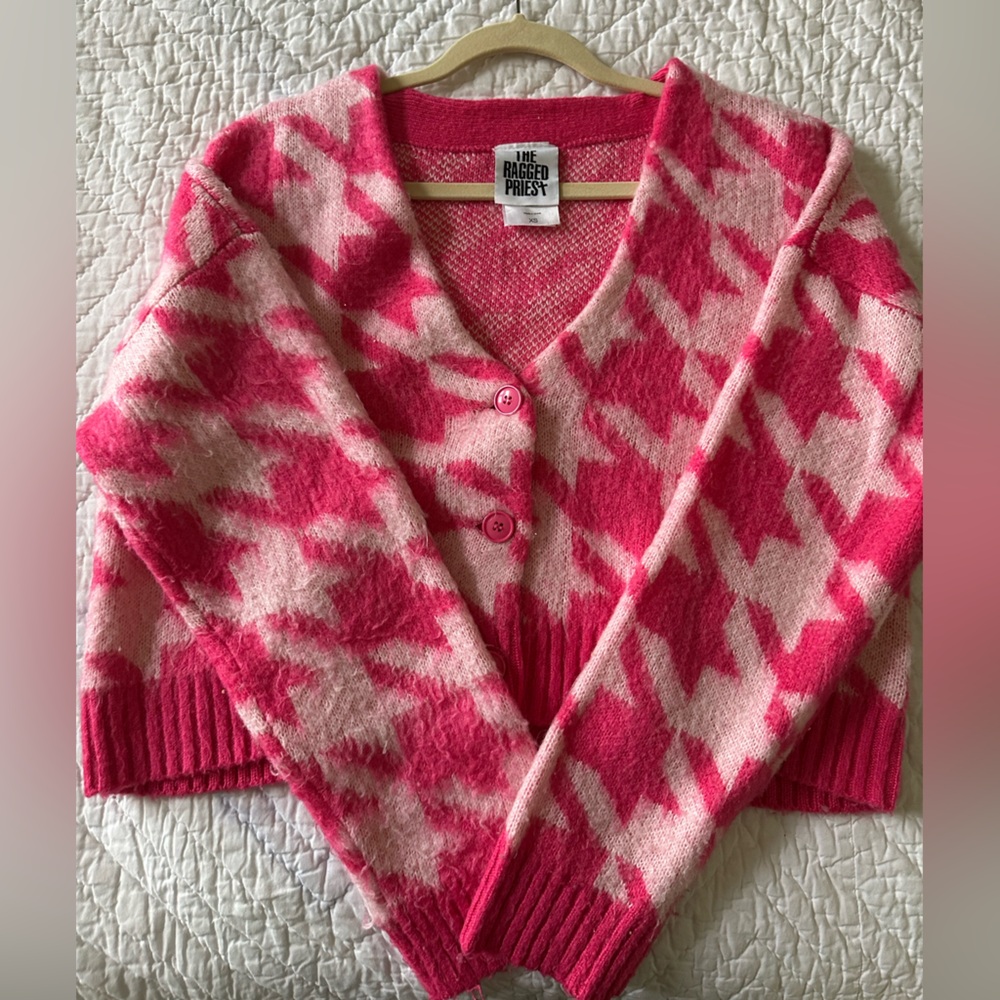 The Ragged Priest Pink and Cream Women's Sweater